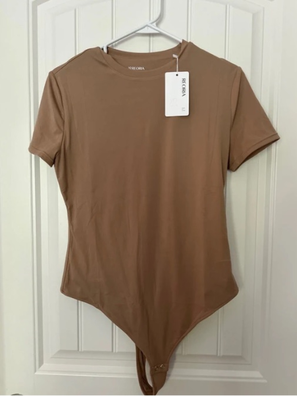 ReoRia Taupe Short-Sleeve Crewneck Bodysuit